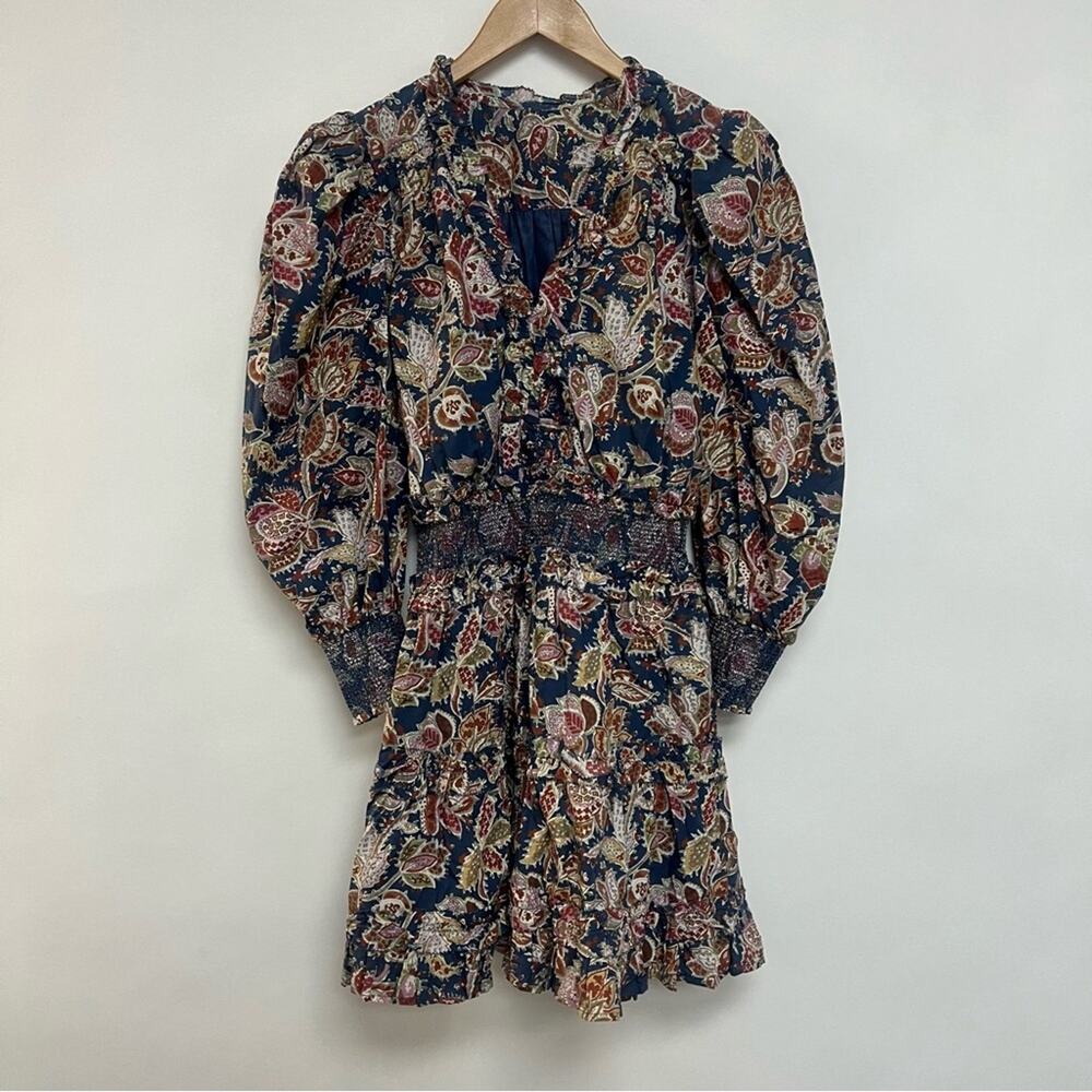 Anthropologie Love The Label Puff Sleeve Dress Smocked Paisley Small $275 - Picture 4 of 11